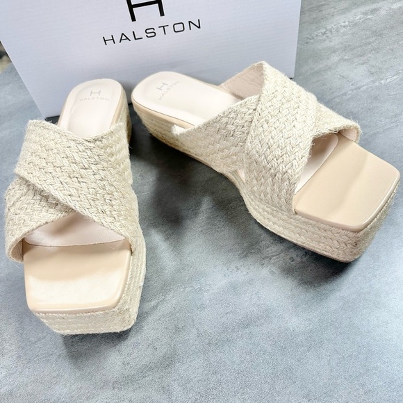 Halston Network Natural Braided Slip On Wedge Espadrille Sandal - Picture 7 of 7